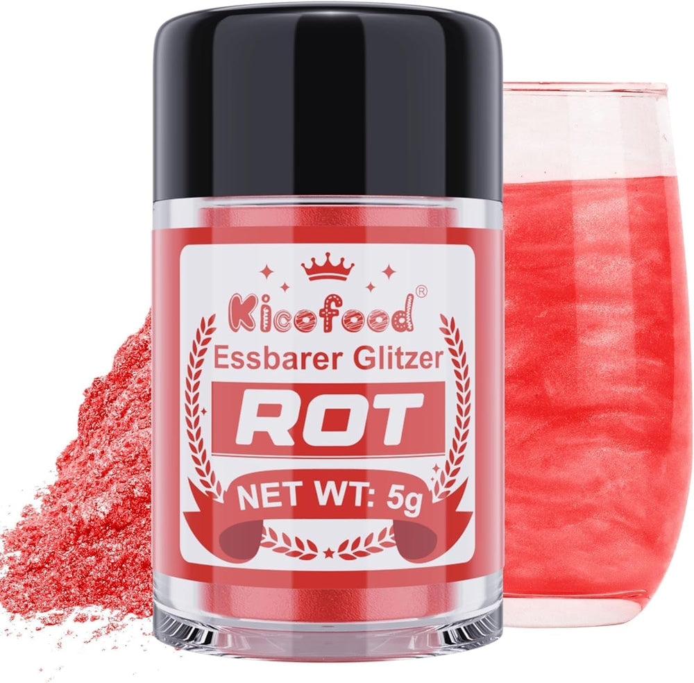 Kicofood, paillettes comestibles, 5 grammes, différentes couleurs Glitter Naty Shop Rouge