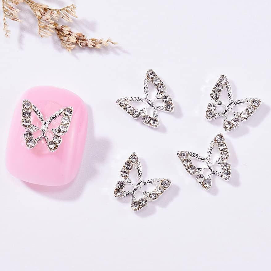 10 pièces en alliage papillon ongles breloques métal Nail Art pendentif pierres pour diamants ongles gemmes ongles bijoux Art décorations Nail Art fabrication de bijoux