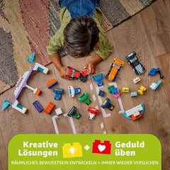 LEGO DUPLO Town F1 Team Rennautos mit Rennfahrern - Montessori Spielzeug für Mädchen & Jungen - Lernspielzeug für Kinder ab 2 Jahren - 10 Spielzeug Autos mit Kran, Startlichtern, Siegerpodest - 10445
