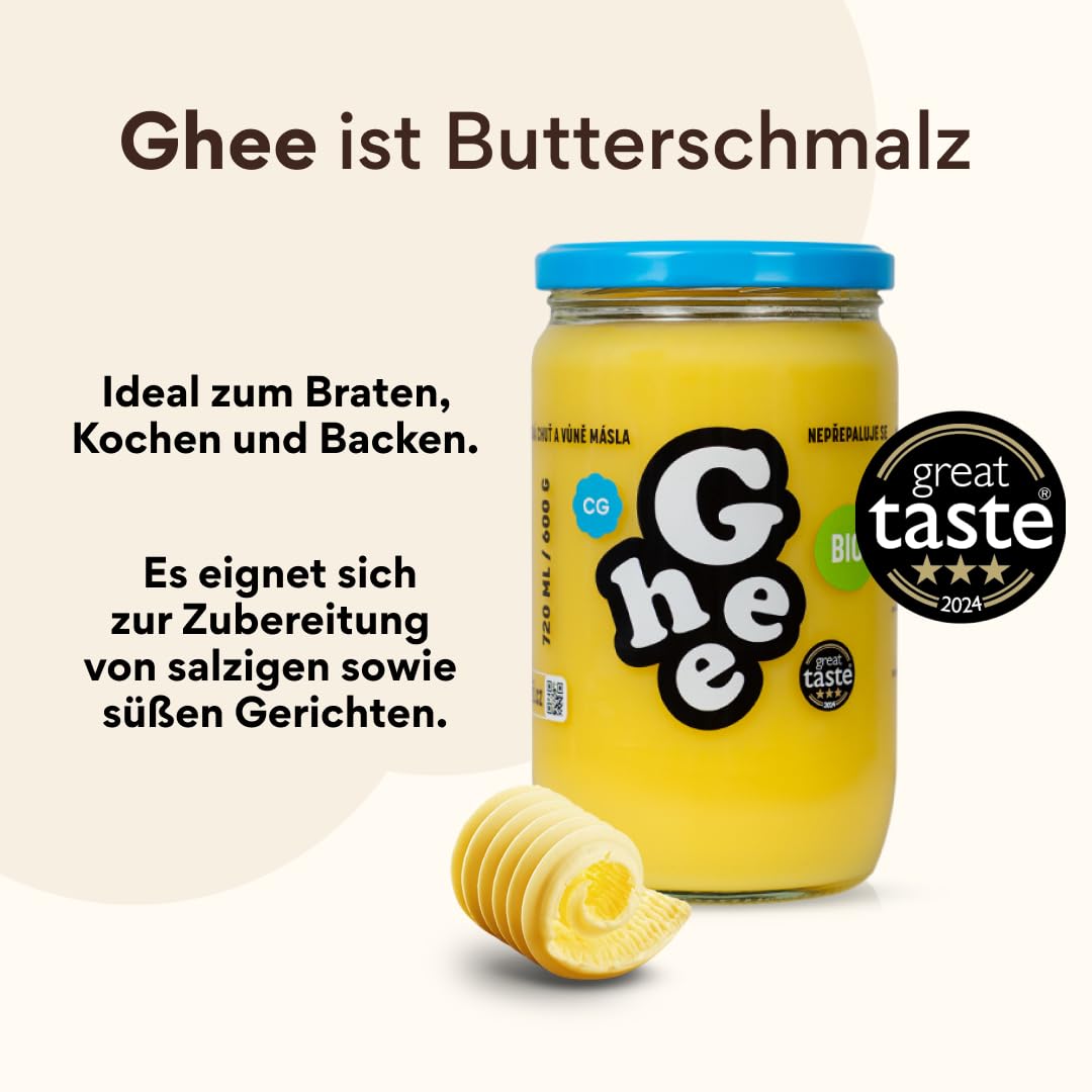Ghee Butter BIO 600 g - Idéal pour la friture et la pâtisserie Sans lactose