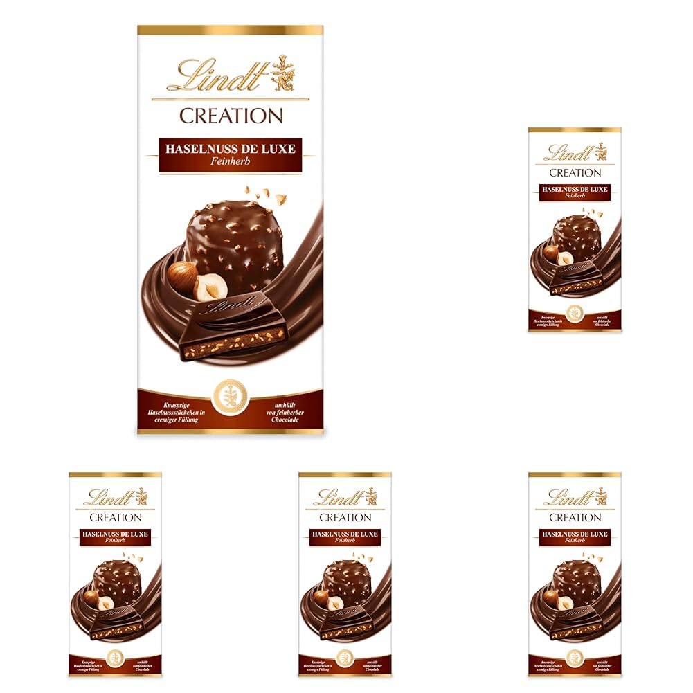 Lindt Creation Hazelnoot De Luxe Reep - Pure chocolade met knapperige hazelnoten in een romige vulling