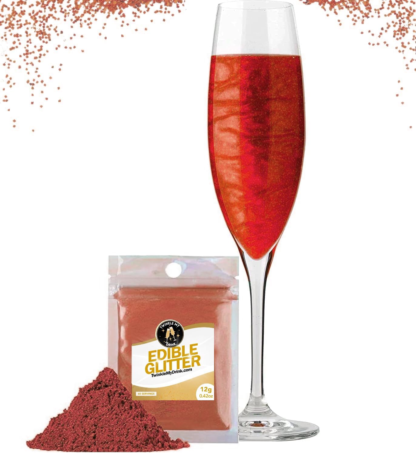 Twinkle My Drink® Paillettes comestibles pour boissons, couleurs assorties, 12 grammes Naty Shop rouge bordeaux