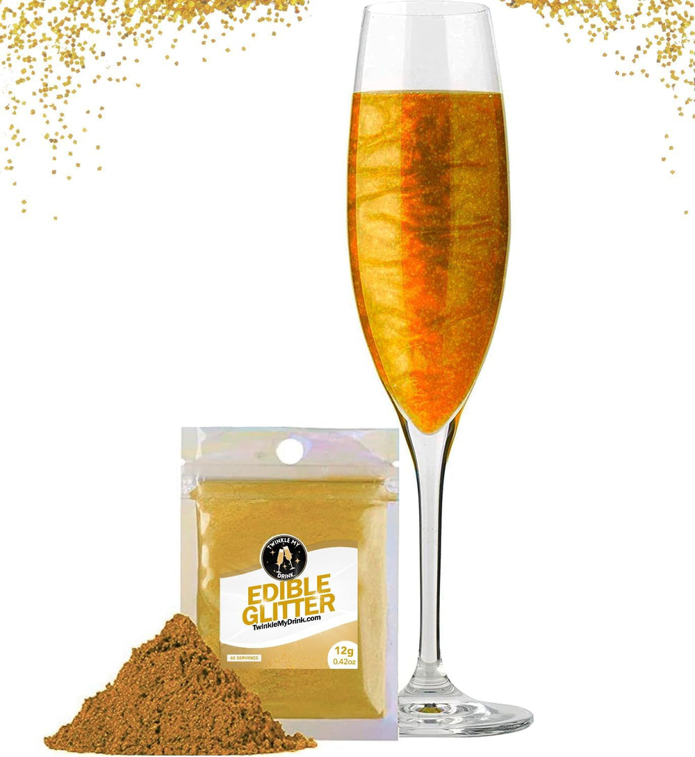 Twinkle My Drink® Paillettes comestibles pour boissons, couleurs assorties, 12 grammes Naty Shop Gold