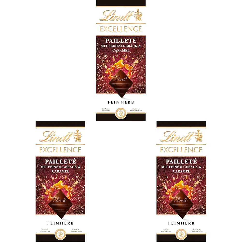 Lindt EXCELLENCE Pâte Aux Paillettes Et Caramel - Chocolat Noir Fin Au Goût Intense De Cacao