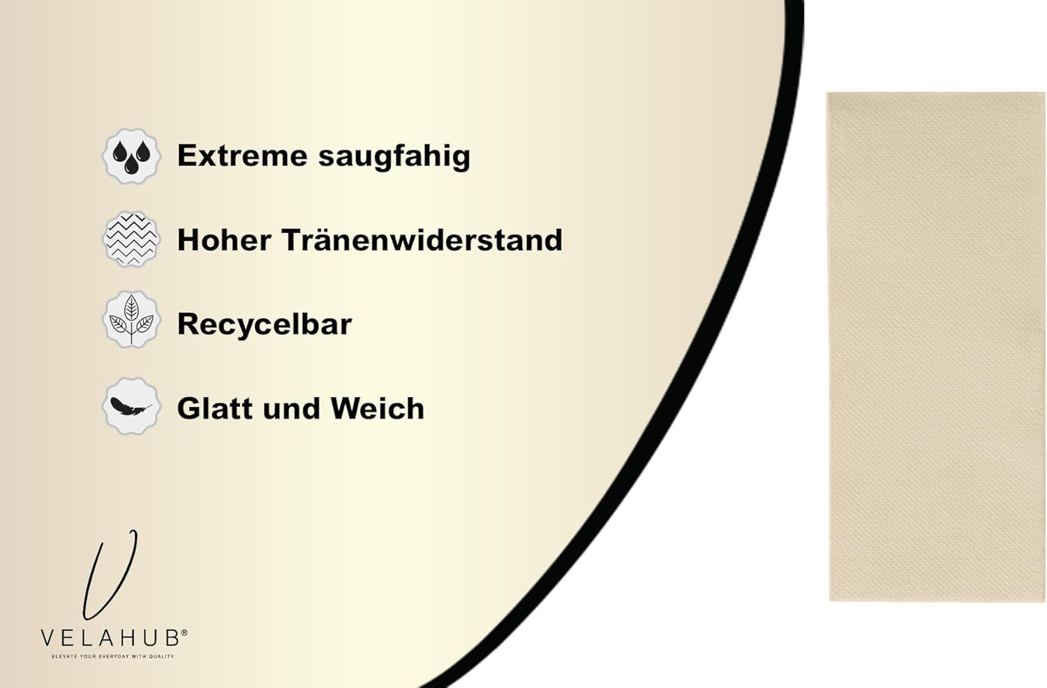 Soft Point 50 mouchoirs 1/8 fois mouchoirs jetables de haute qualité 32X38cm Champagne