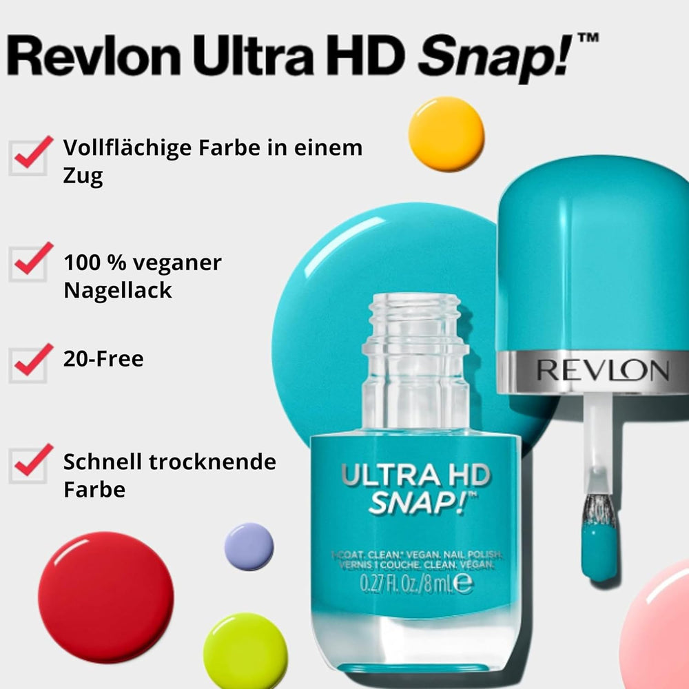 Revlon Ultra HD SNAP ! Vernis à ongles, couleur brillante, formule 100 % végétalienne, aucune base ou couche de finition requise, 033 Grounded, 8 ml