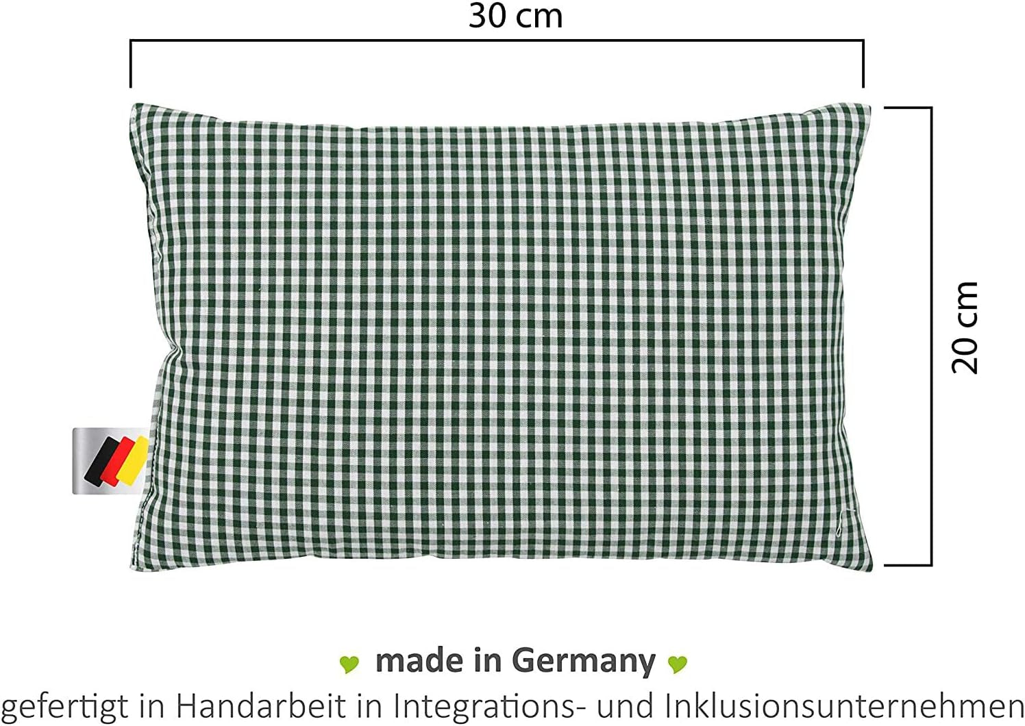 Gözze - Oreiller parfumé aux herbes, remplissage de mélange d'herbes 200G, housse 100% coton, 30 X 20 cm - Plaid Green Naty Shop Oreillers standards