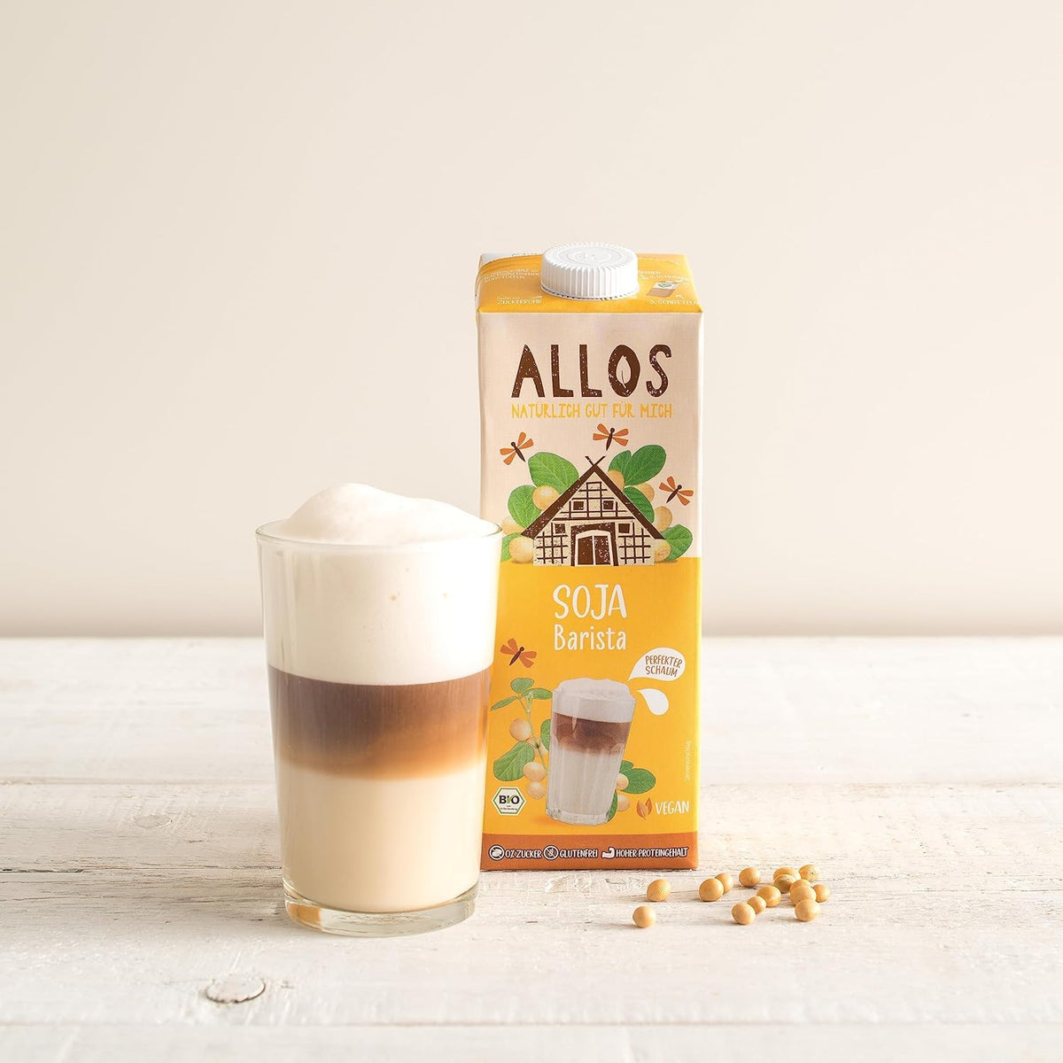 Allos Sojadrink Barista moussant pour café végétalien sans lactose