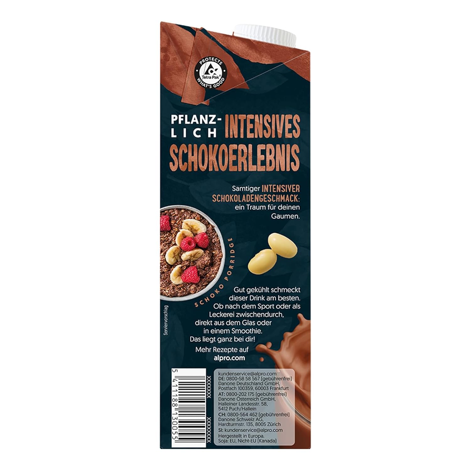 Alpro Sojadrink, Vanillegeschmack, Pflanzlicher Drink, végétalien, sans lactose, sans gluten, UHT, 15x250ml, paquet de 15