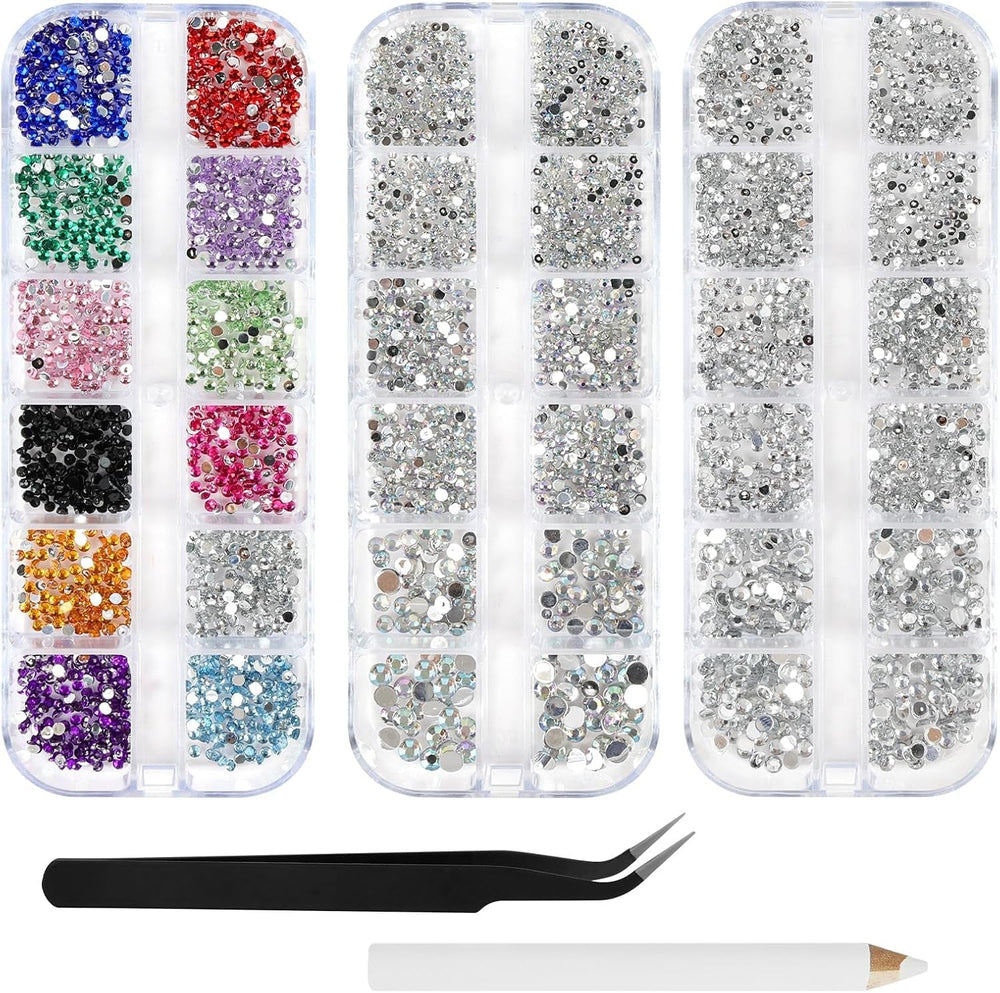 Harz Strasssteine ​​​​4200Pcs Strass Kristalle 1Mm-5Mm Gemischte Kinder Bastelsachen Kit Mit Strass Mit Picking Pinzette et Stift For DIY Nägel Kleidung Kunsthandwerk Gemischt Becher Party (A)