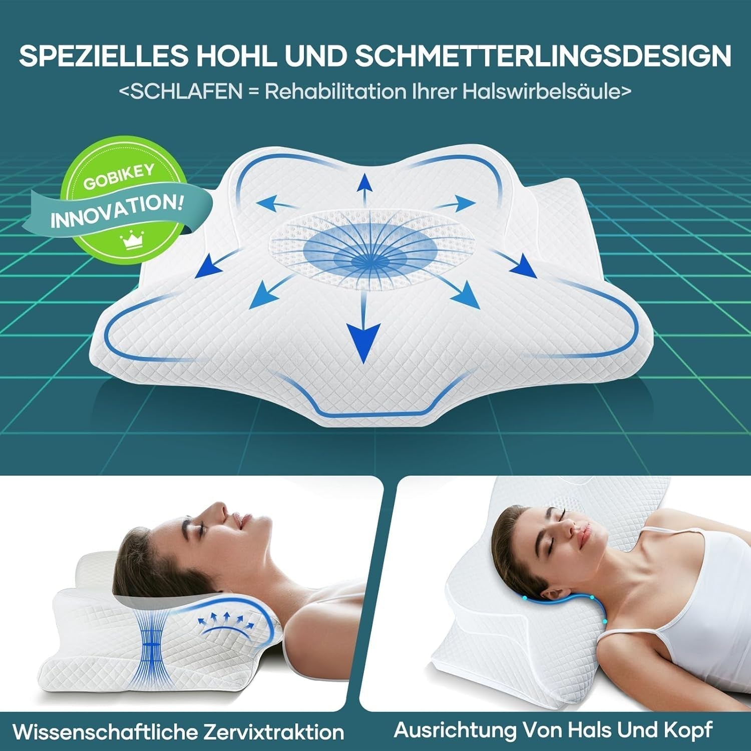 Oreiller cervical Oreiller orthopédique Oreiller en mousse à mémoire de forme Oreiller ergonomique Oreiller de soutien du cou Oreiller anti-impact latéral pour dormeurs sur le côté, le dos et le ventre Oreillers orthopédiques cervicaux blancs Naty Shop