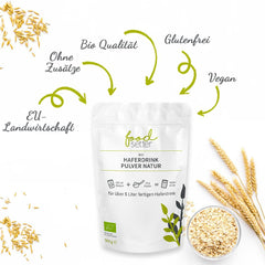foodsetter Bio Haferdrink Pulver | Sachet de 500g | Poudre de Hafer | Haferpulver instantané | Bio-qualité | Végétalien | Sans gluten | Ohne Zuckerzusatz | 0,5 kg