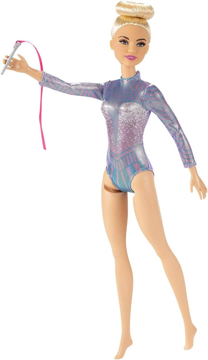 Barbie – série You Can Be Anything, cheveux blonds, accessoires de gymnastique rythmique, poupée incluse, jouet cadeau pour enfants de 3 ans et plus, GTN65
