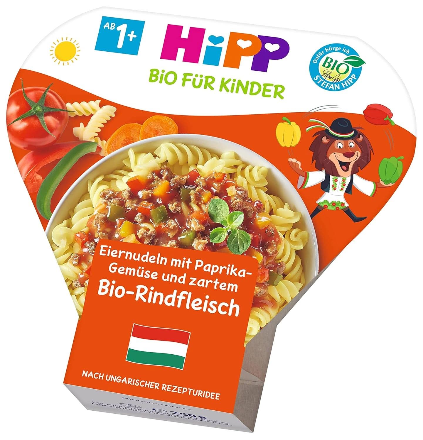 Hipp Bio Für Kinder Kinderteller - Menus dans un bol - Nouilles aux œufs, légumes aux poivrons et tendre bœuf bio, pack de 6 Mère et Enfant Naty Shop