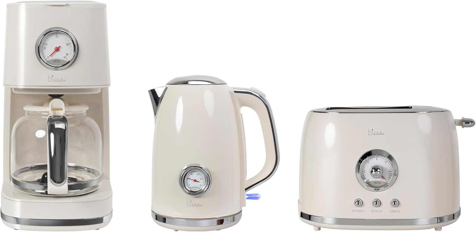 Cafetière Nostalgia 150 de style rétro, blanc crème, 900 watts, 1,5 litre, 4 à 12 tasses, cadran d'horloge de maintien au chaud, cartouche de filtre amovible, fonction de maintien au chaud, arrêt automatique