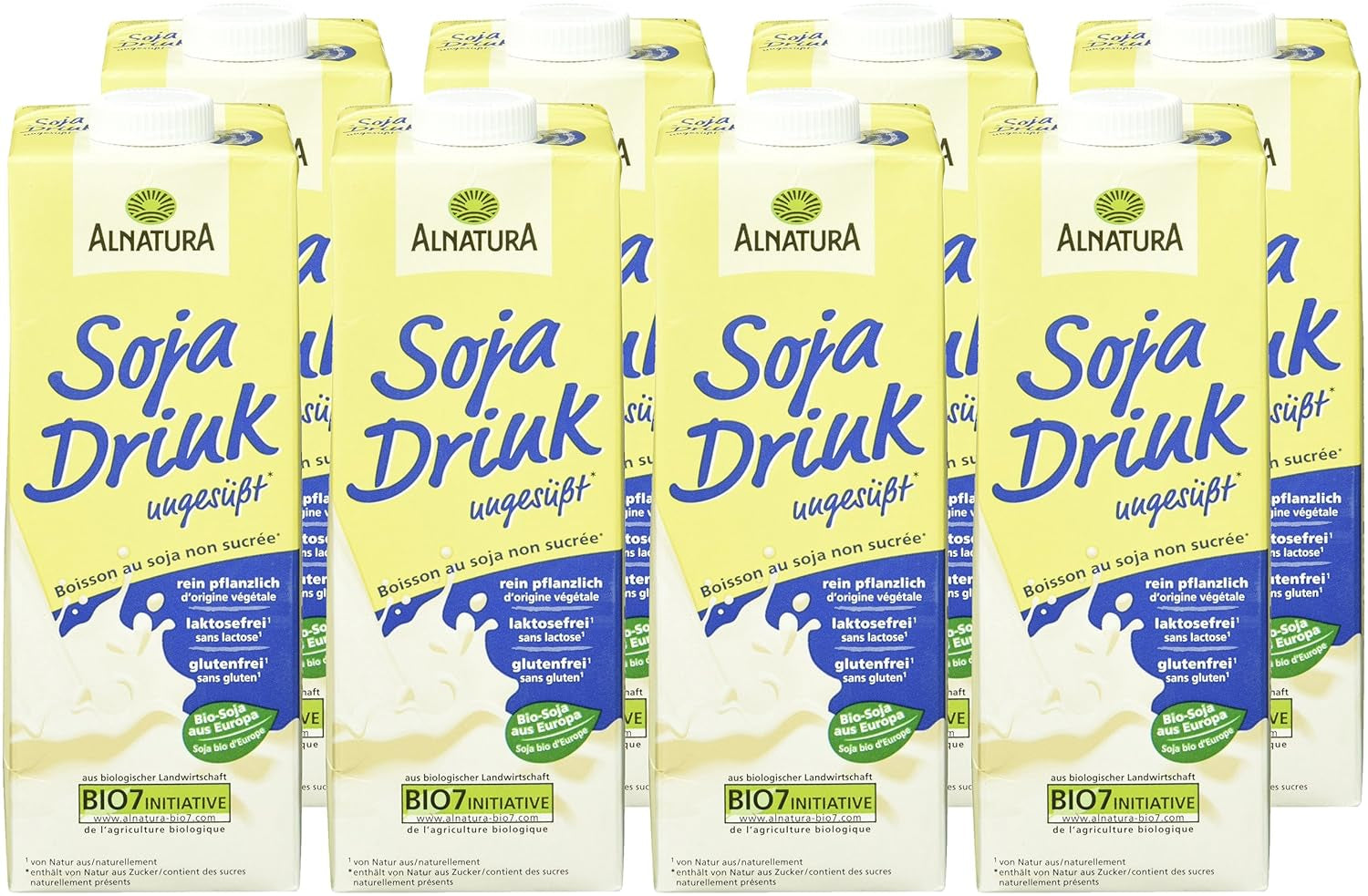 Bio Sojadrink, non graissé, sans gluten, sans lactose, végétalien, paquet de 8 (8 x 1 kg)