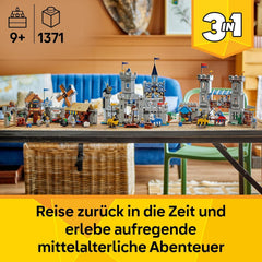 LEGO Creator Ritterburg im Mittelalter - 3-in-1-Bauset - Spielzeug Ritterburg - Umwandelbar in Ritterturnier-Szene oder Stadt - 6 Minifiguren - Geschenk für Jungen und Mädchen ab 9 Jahren 31168