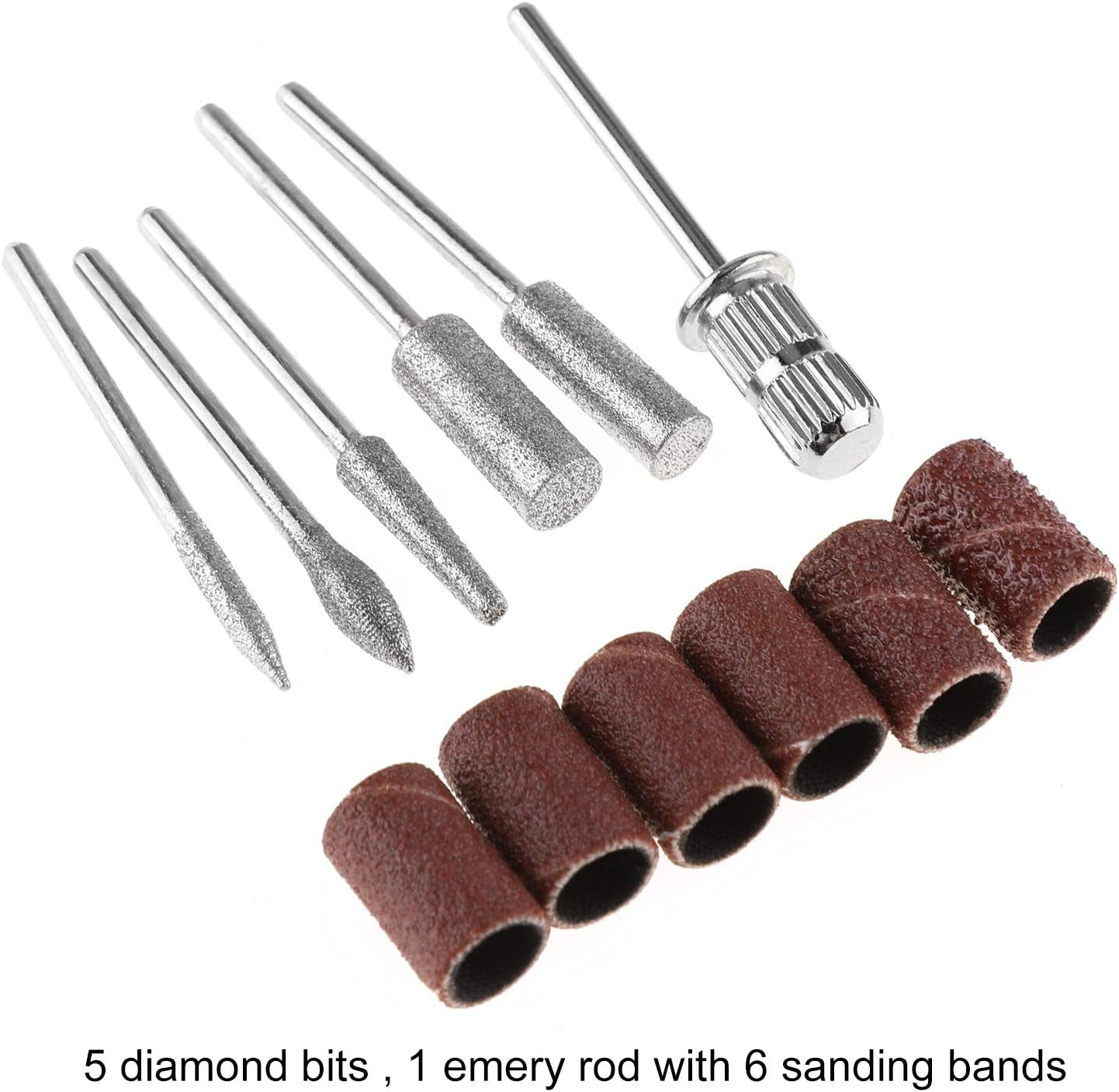 MWOOT Forets à ongles diamantés pour limes à ongles électriques avec manchons de meulage Bandes de meulage Mèches à ongles Accessoires pour ongles artificiels Dissolvant de cuticules