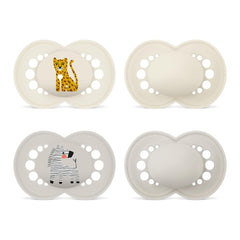Sucettes MAM originales | 6-16 lundi | Ensemble de sucettes pour bébés et tout-petits | Acceptation 94% | Aide à prévenir l'alignement indésirable des dents | Sucettes pour bébé en silicone SkinSoft | Léopard/Zèbre | Paquet de 4