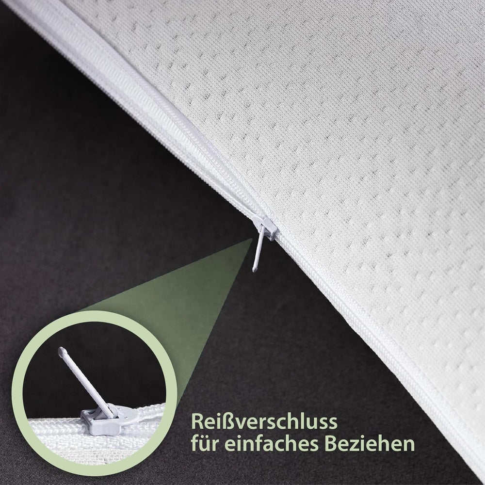 Maxxgoods Oreiller orthopédique Oreiller de soutien cervical en mousse de gel viscoélastique avec housse de protection à l'aloe vera et housse intérieure 100 % coton - Oreiller pour dormeurs sur le ventre, sur le dos et sur le côté (42 cm x 70 cm x 12 cm) Oreillers orthopédiques cervicaux Naty Shop