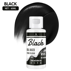 Farines à mélanger pour chocolat - 60Ml Couleurs à base d'huile pour fondant, décoration de gâteaux, dos - Colorant alimentaire doux pour beurre de cacao, crème au beurre, cuisine (noir) Naty Shop