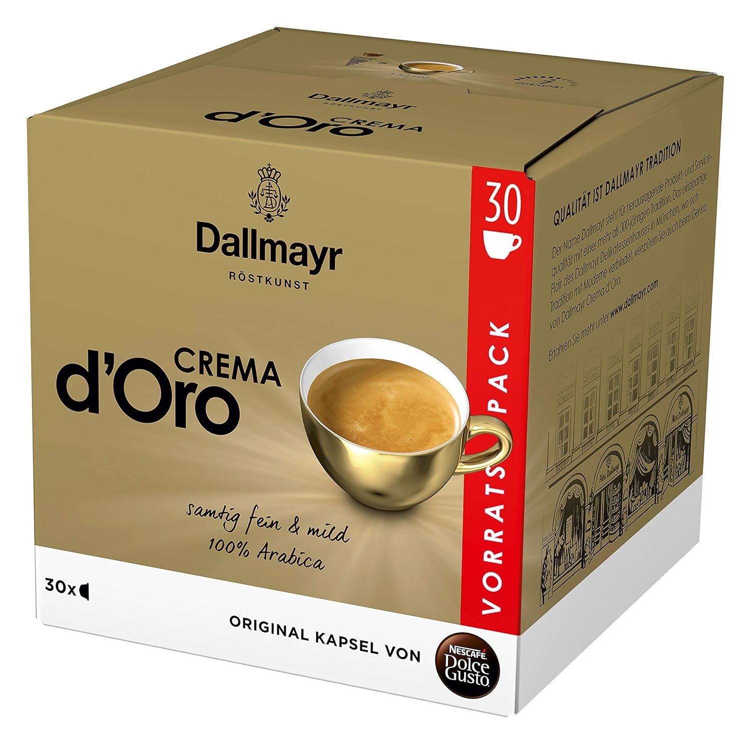 Dallmayr Crema d´Oro, XXL-Vorratsbox, 90 Kaffeekapseln, Feine Crema und vollmundiges Aroma (3 x 30 Kapseln) & Dallmayr Prodomo, XXL-Vorratsbox, 90 Kaffeekapseln (3 x 30 Kapseln)