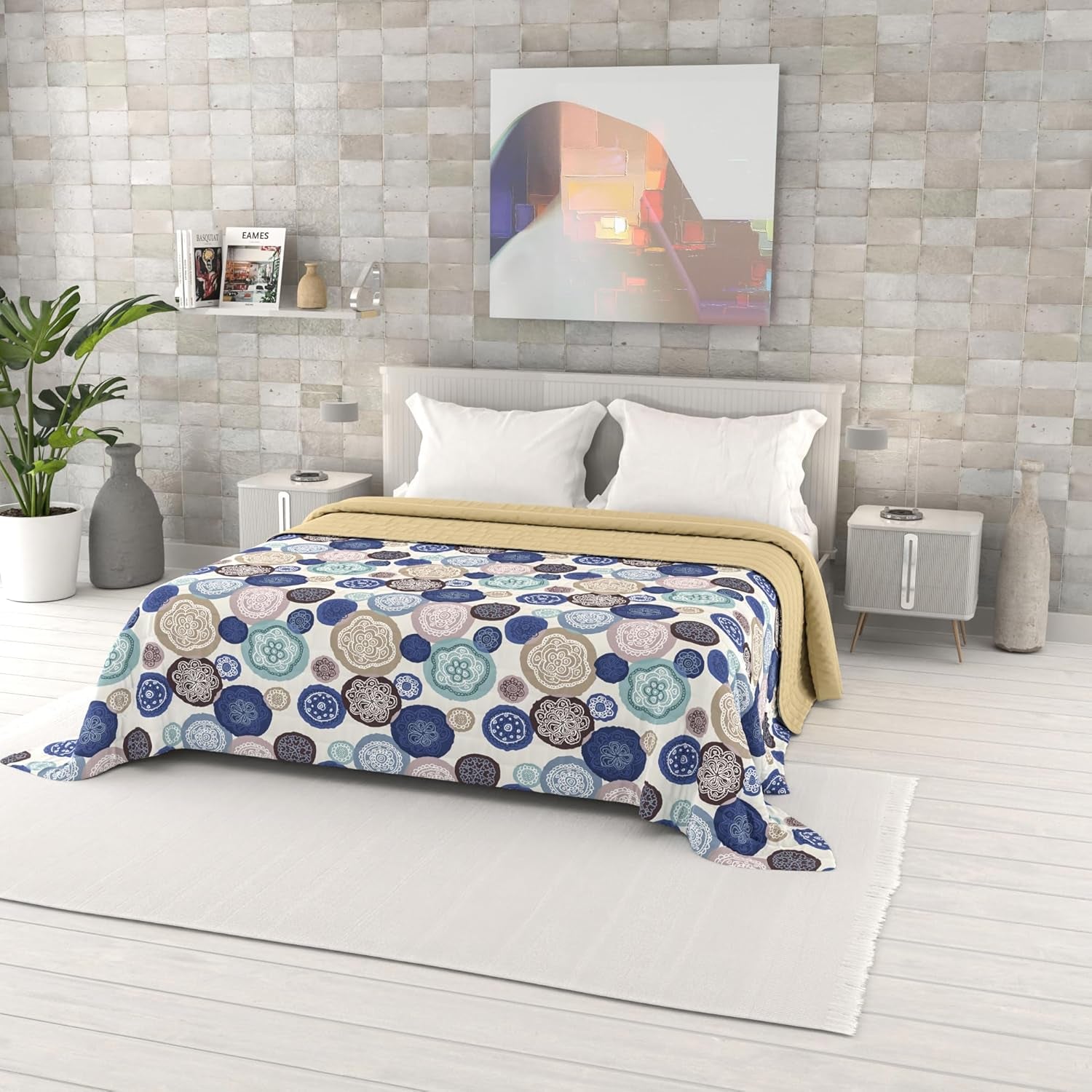 Couette d'été imprimée fantaisie, garnissage polyester, Pétales, 260X270Cm Couettes et quilts Naty Shop Murrine 260X270Cm