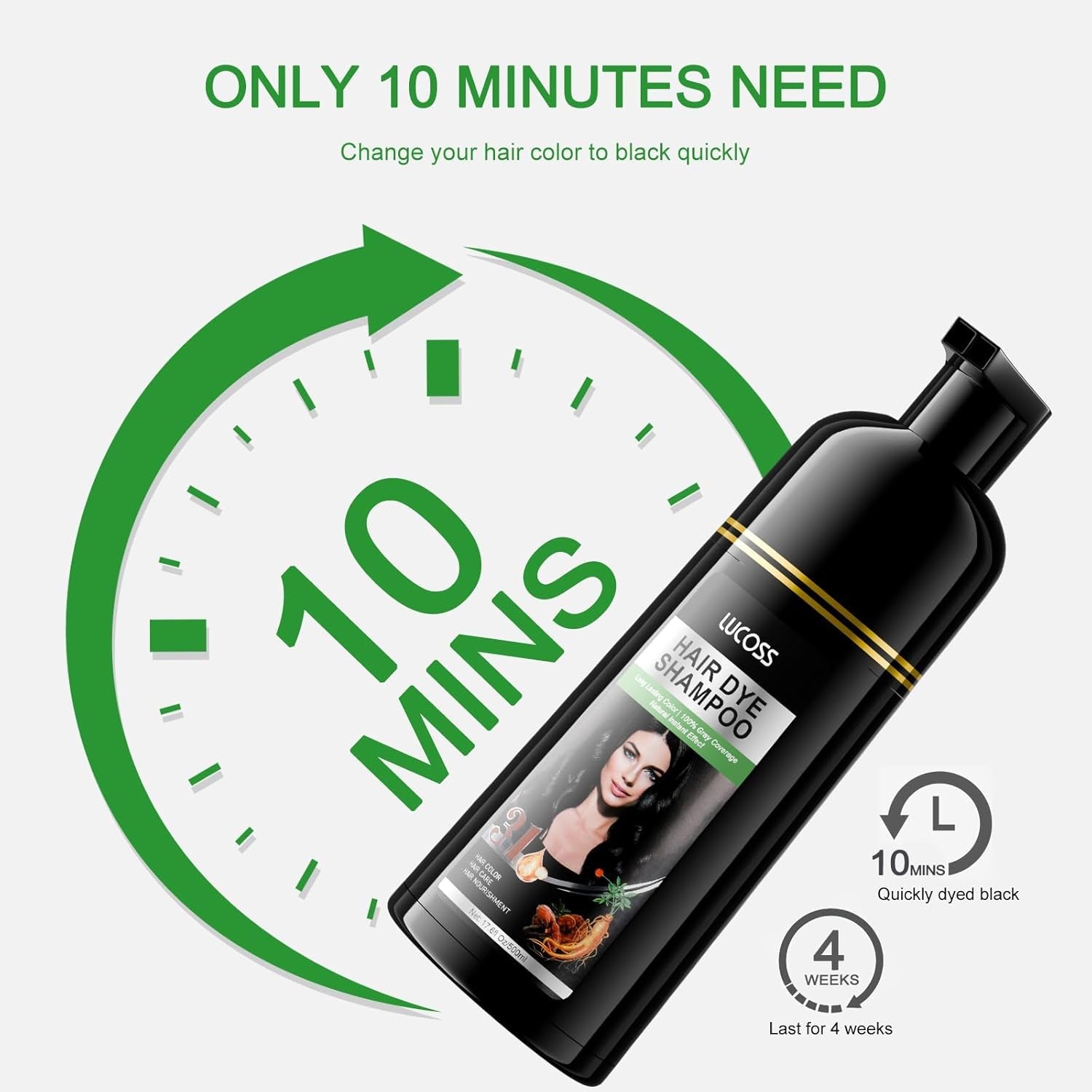 Shampoing Instantané Cheveux Noirs, Shampoing Teinture Naturelle, Couverture 100% Gris - Facile et Rapide, Coloration Semi Permanente pour Cheveux Noirs, Shampoing Teinture Capillaire pour Homme et Femme Coloration Cheveux Naty Shop