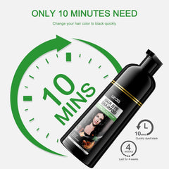 Shampoing Instantané Cheveux Noirs, Shampoing Teinture Naturelle, Couverture 100% Gris - Facile et Rapide, Coloration Semi Permanente pour Cheveux Noirs, Shampoing Teinture Capillaire pour Homme et Femme Coloration Cheveux Naty Shop
