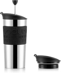 Bodum K11067-01 Travel Press Cafetière noire en acier inoxydable avec couvercle de rechange 350 ml