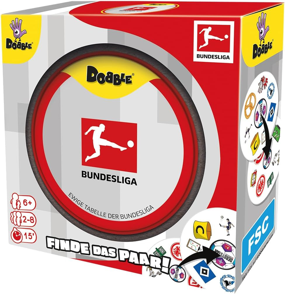 Dobble Bundesliga, jeu familial, jeu de cartes, 2-8 joueurs, à partir de 6 ans, 15 minutes, allemand