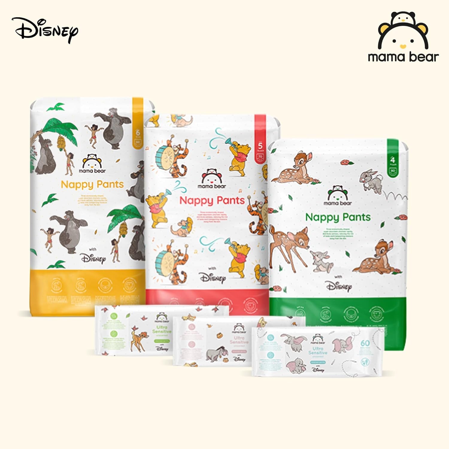 Marque Amazon : Mama Bear Disney Taille 6 (15+ kg) - Pack mensuel, Blanc, 120 pièces (2 paquets de 60)