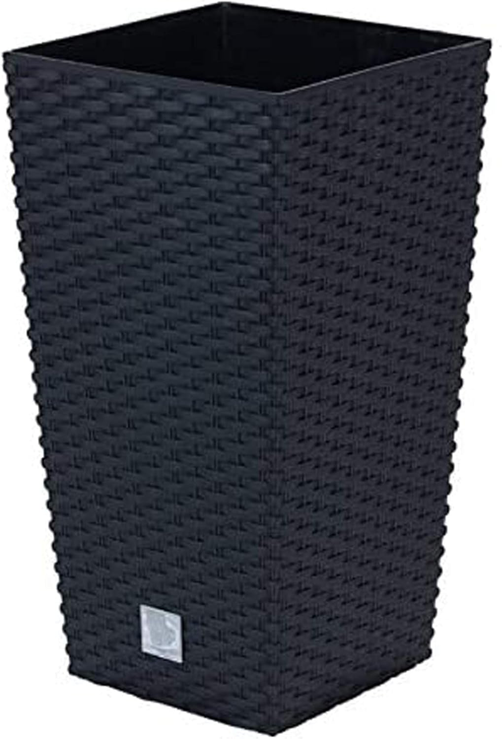 Ghiveci/ghiveci cu aspect de ratan Prosperplast cu insert | 32,5 x 32,5 x 61 cm | antracit | rezistent la intemperii și UV | fabricat din plastic robust | pentru interior și exterior