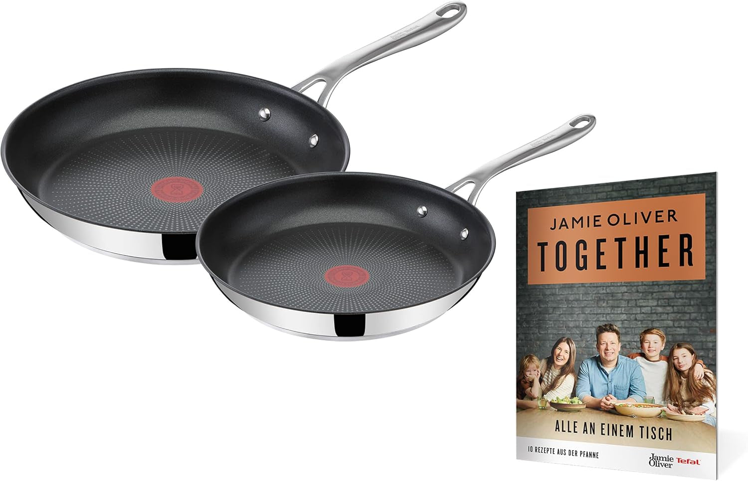 Tefal Jamie Oliver Cook'S Direct, antiadhésif, adapté à l'induction, va au four Casseroles et poêles Naty Shop Avec livret de recettes "Together" 24, 28 cm