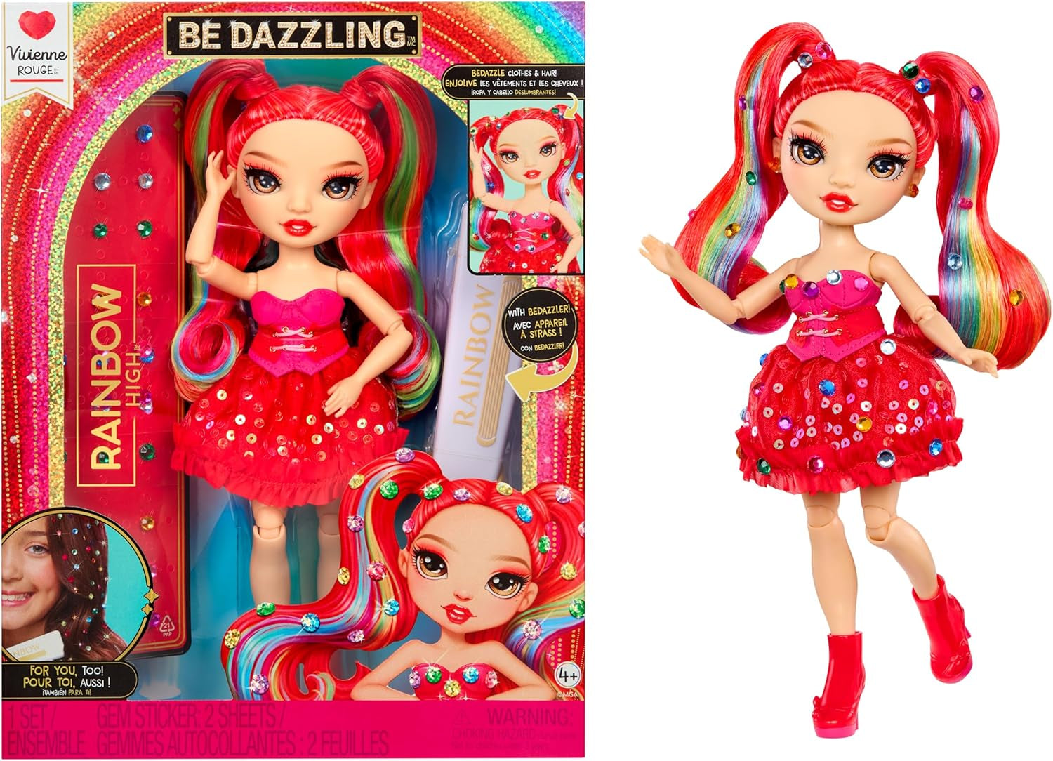 Rainbow High Be Dazzling – Adeline Rose – Rosa 28 cm Modepuppe mit Verzierungswerkzeug, Funkelnden Schmucksteinen und Styling-Accessoires