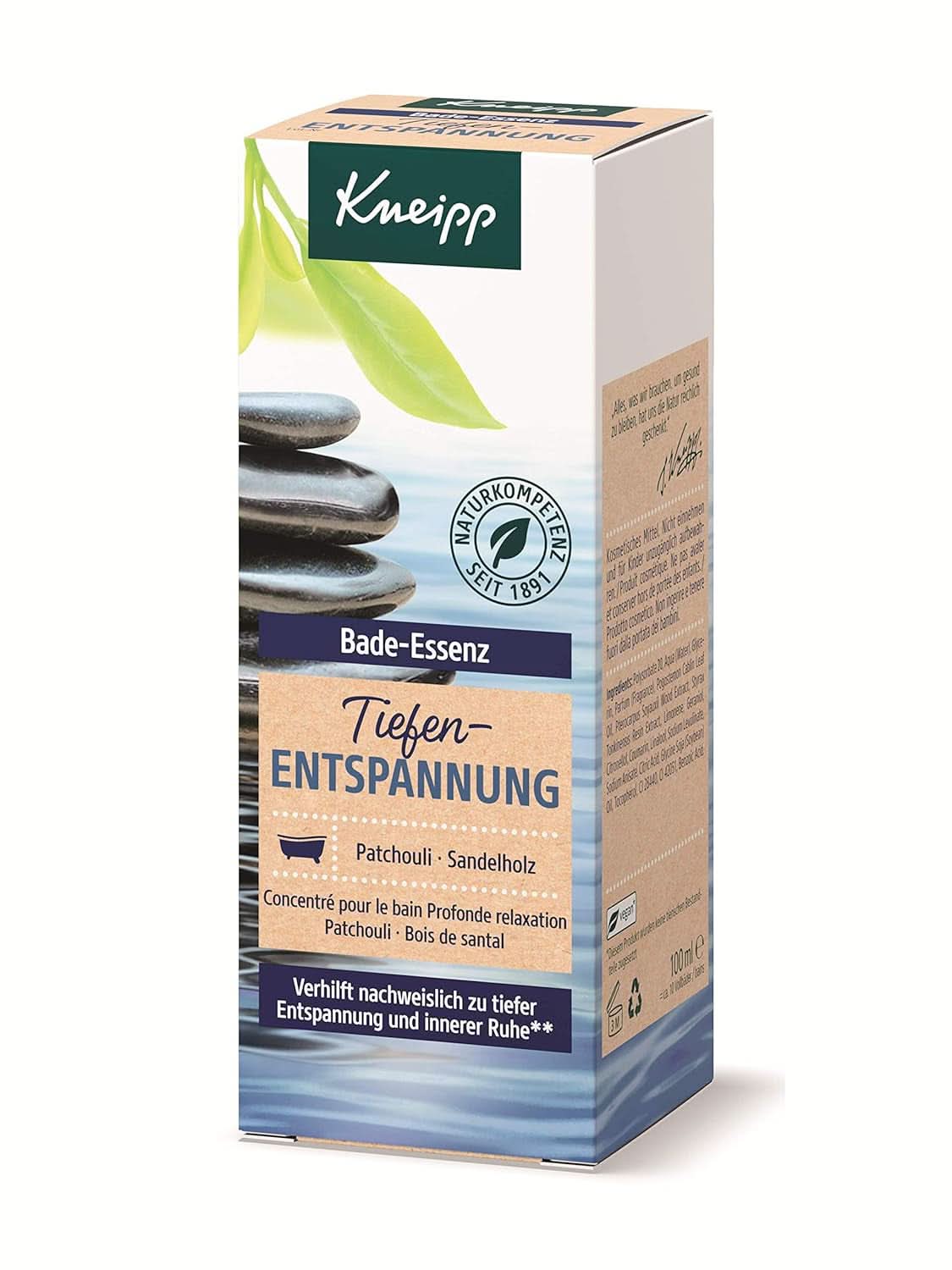 Kneipp, huile de bain à l'huile essentielle naturelle de patchouli et à l'extrait de bois de santal pour une relaxation profonde et un apaisement, 100 ml Naty Shop