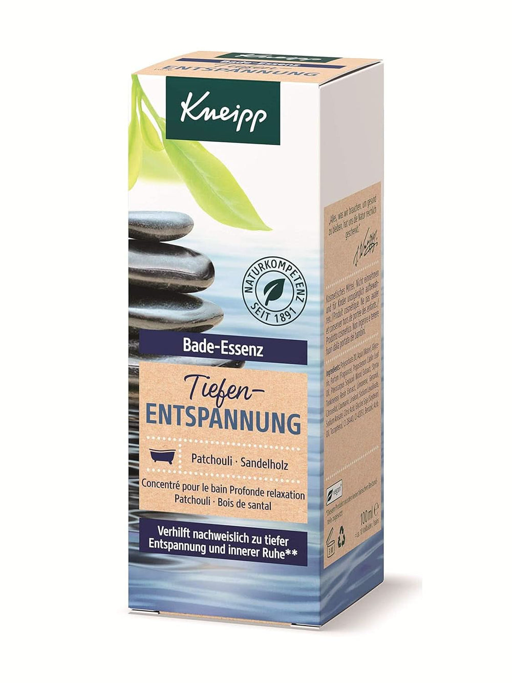 Kneipp, huile de bain à l'huile essentielle naturelle de patchouli et à l'extrait de bois de santal pour une relaxation profonde et un apaisement, 100 ml Naty Shop