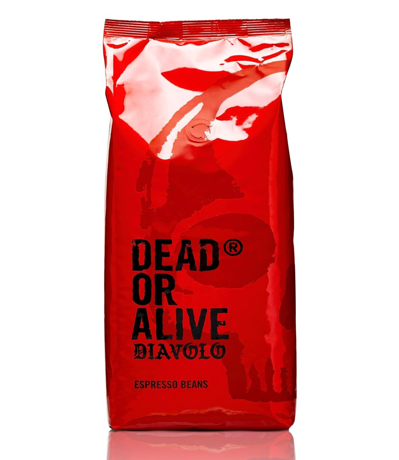 DEAD OR ALIVE DIAVOLO – Espresso Extra Noir – 100% Robusta – Extrêmement Fort – Faible Acidité – Crème Stable – Haricots Entiers 1kg – Torréfaction Naples