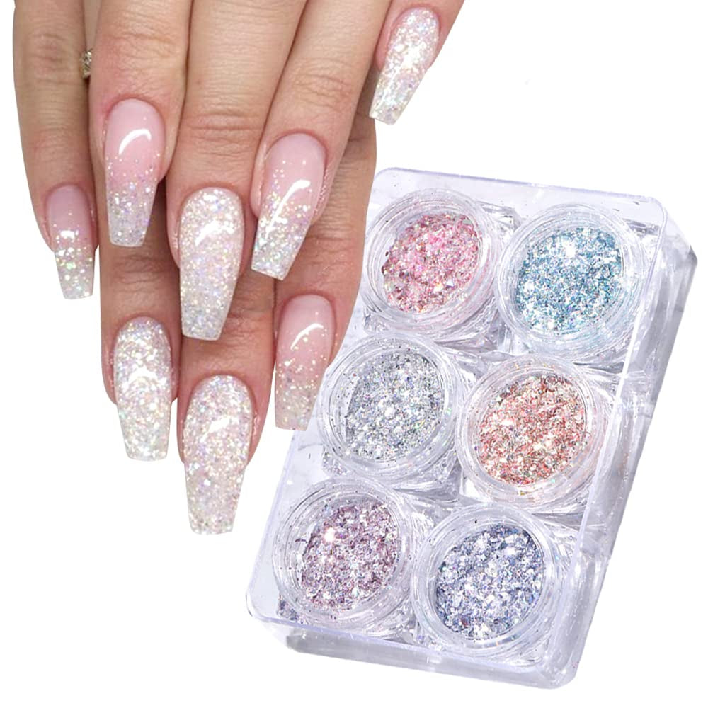 GZSY Nail Art Strasssteine ​​​​Nagel Perlen Weiß 12Raster Nagel Charms Nageldesign Zubehör Perle Nail Art