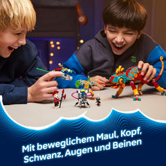 LEGO DREAMZzz Mateos Feuer-Chamäleon - Tierfigur, die Sich in EIN Spielzeug Jet & Mech oder einen Wächter verwandelt - Bauset für Mädchen und Jungen ab 7 Jahren inkl. 2 Minifiguren - Geschenk 71492