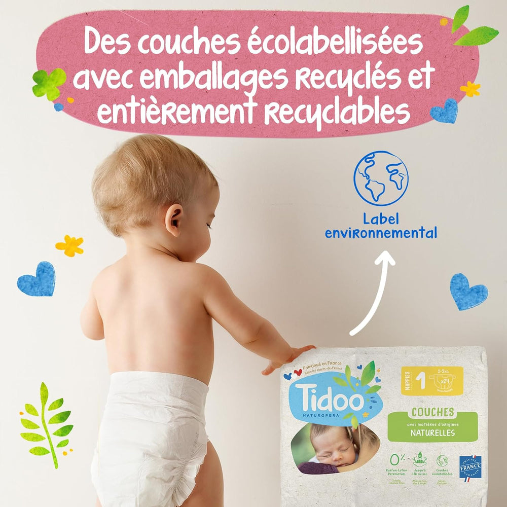 - Ökologische Diadeln, Größe 2 (3-6 kg) – natürlicher Ursprung, ohne Schadstoffe – 12 Stunden trocken, extrem saugfähig – hermestellung in Frankreich – 150 Einwegdiadeln – Packung 1 Month