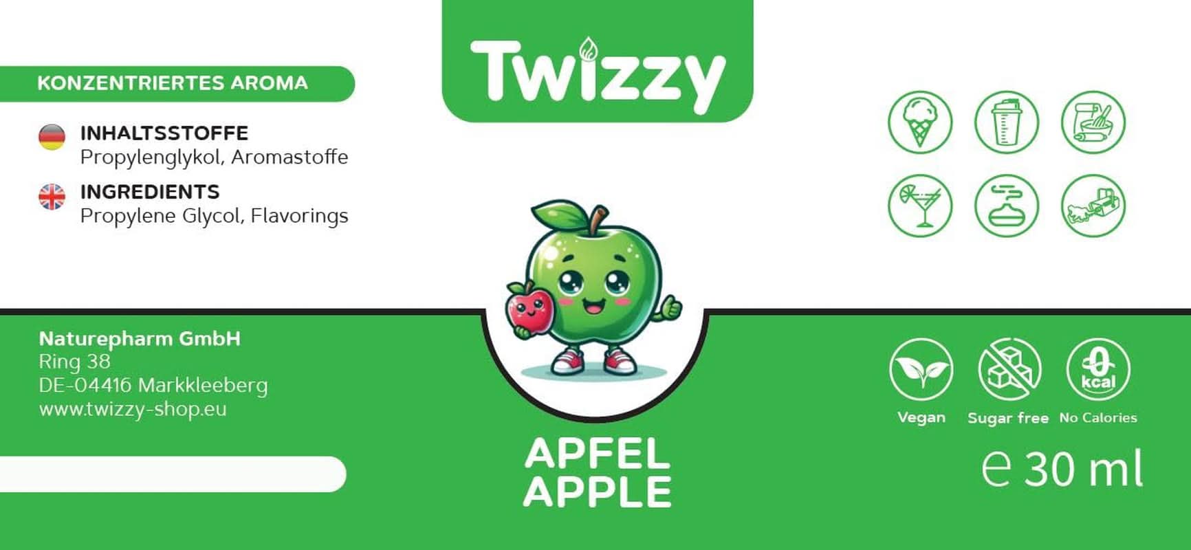 Twizzy, Arôme concentré Pomme, 30 ml Arômes Naty Shop