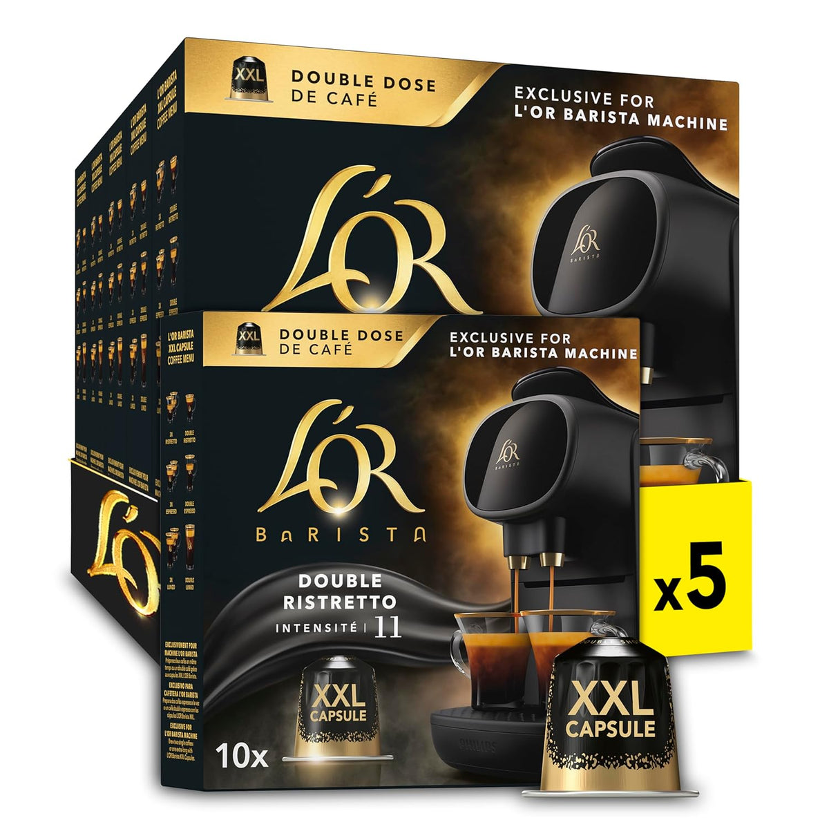 L'OR Barista Kaffeekapseln Ristretto, exclusif pour L'OR Barista Maschinen, 5er Pack, 5 x 10 Kapseln