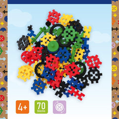 Connect Trefl Bausteine Set Basic Boy - 70 Bausteine in Verschiedenen Formen, Kreatives Spielzeug für Erwachsene und Kinder ab 4 Jahren