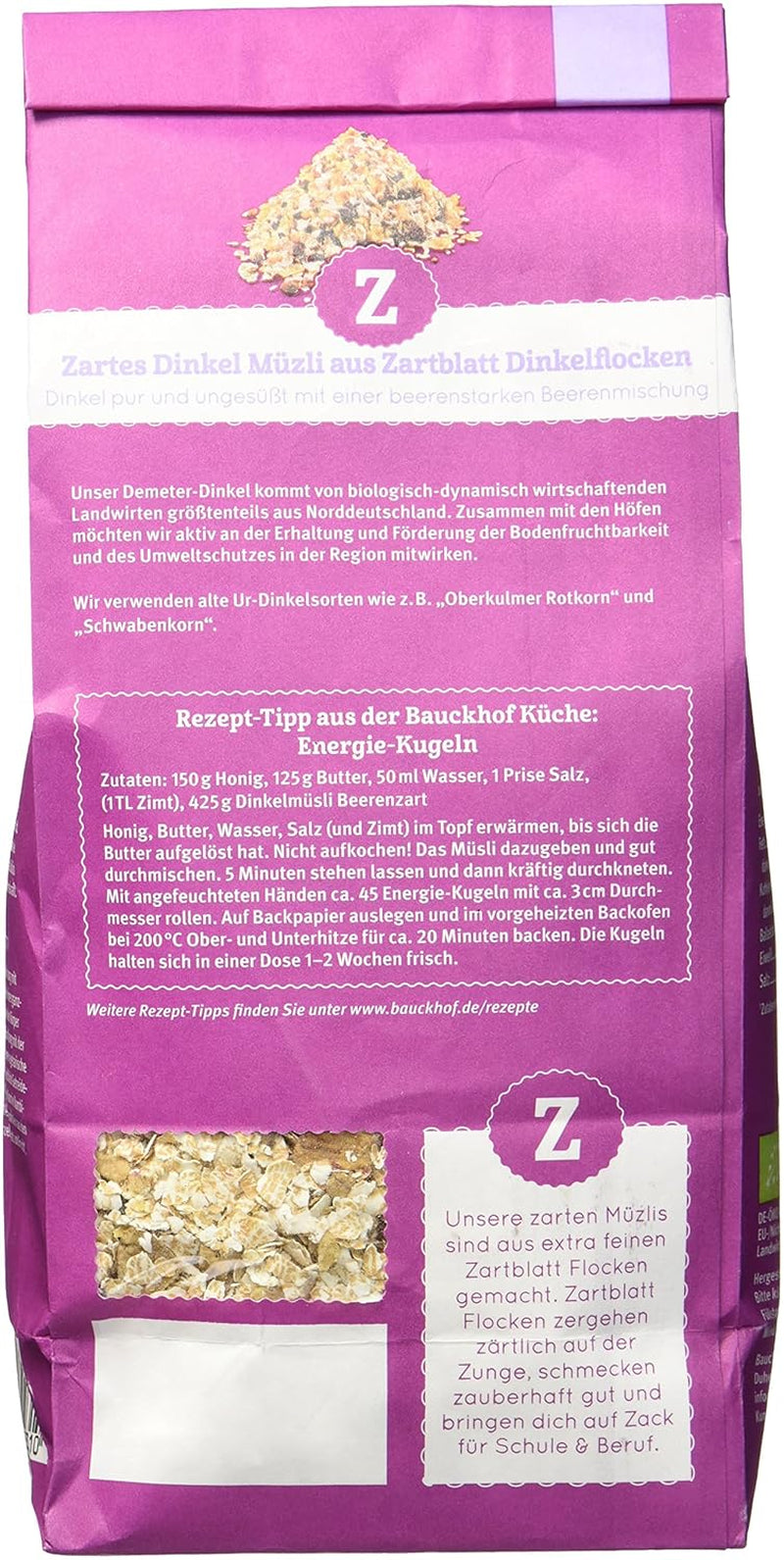 Muesli aromatisé aux baies d'épeautre Hof, non sucré, 425 g