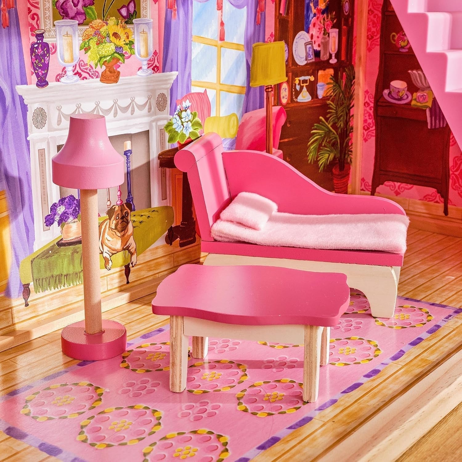 Casa de păpuși din lemn Kidkraft Kayla cu mobilier și accesorii, set de joacă cu 3 niveluri de joc pentru păpuși de 30 cm, jucărie pentru copii de la 3 ani, 65092 - Exclusiv pe Amazon Casute de papusi Naty Shop
