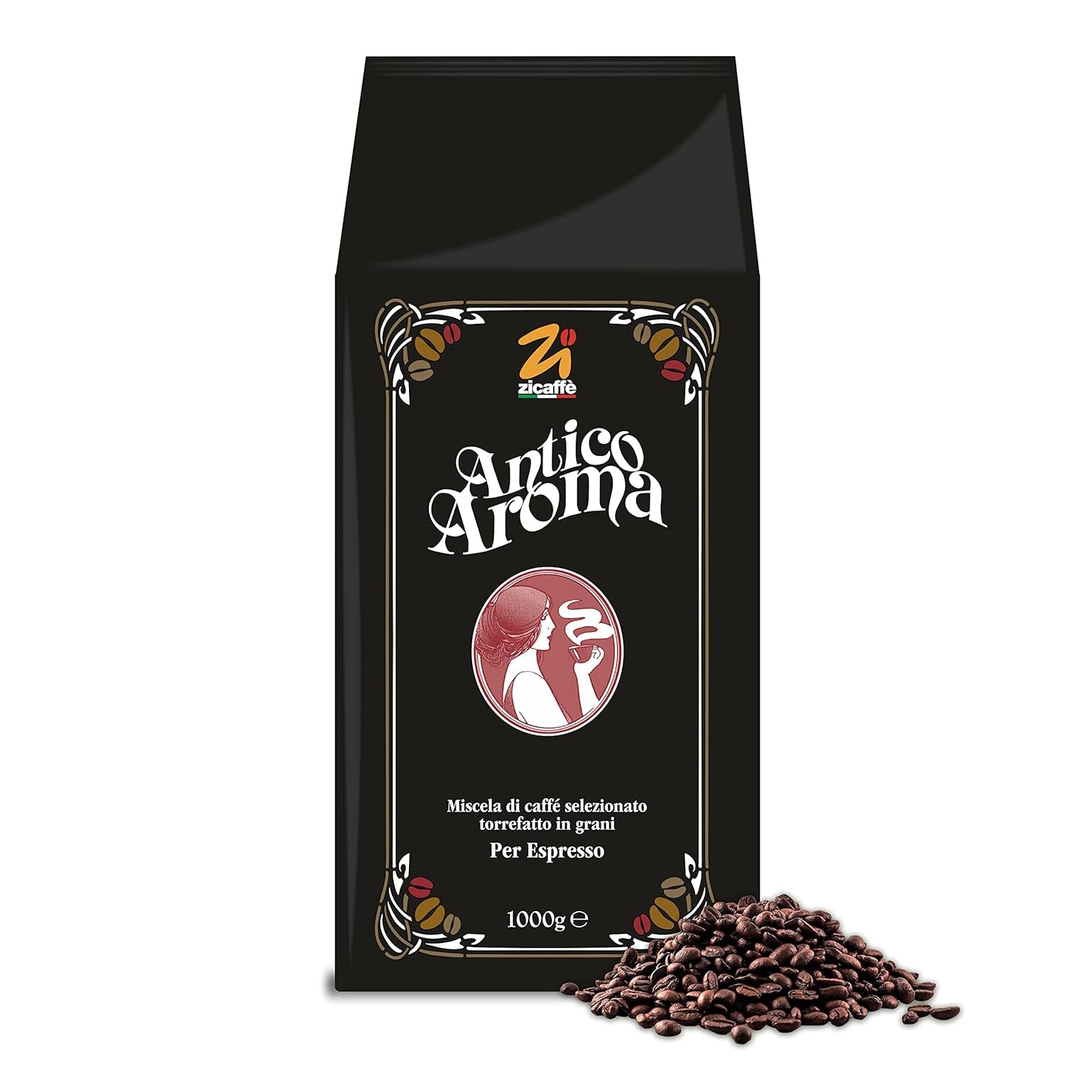 Café en grains aromatiques Zicaffé Espresso Antico, paquet de 1 (1 x 1 kg)
