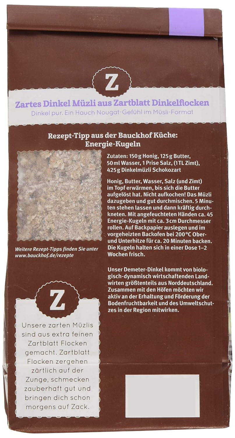 Bauck HOF Dinkelmüsli Schokozart, 425G (1Er Pack) Céréales Naty Shop