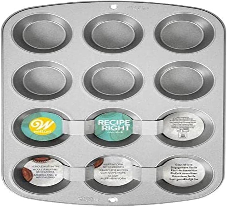 Wilton 03-3118 Cupcake- /Muffin Backform, Recette Right, Antihaft, 12 Vertiefungen, Grau Moules et plaques à pâtisserie Naty Shop
