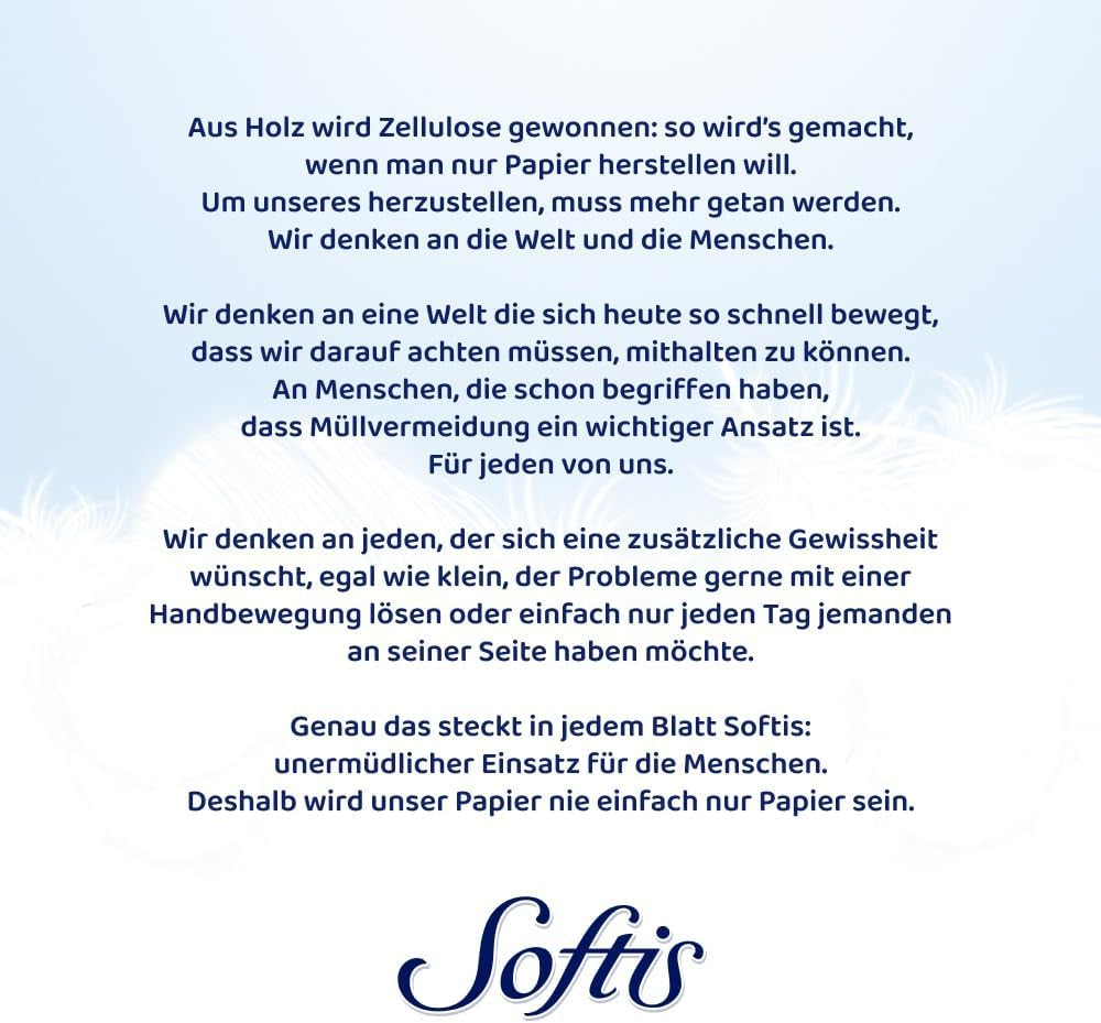 Papier toilette Softis 4 épaisseurs – Lot de 45 rouleaux (5 x 9 paquets simples), 100 feuilles par rouleau, système unique de chambre souple, emballage recyclable, papier certifié FSC